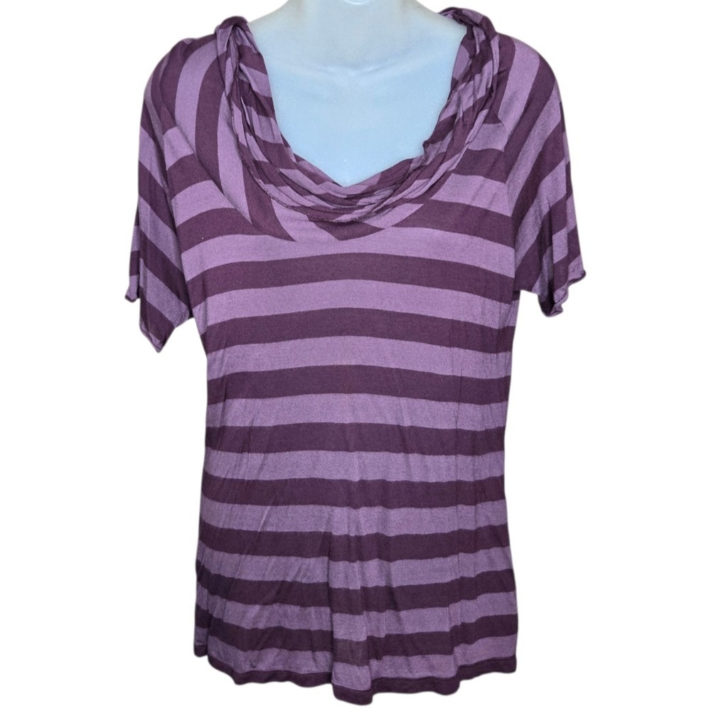 Banana Republic Womens Minimalist Modal Cowl Neck Top Size Medium Striped Travel